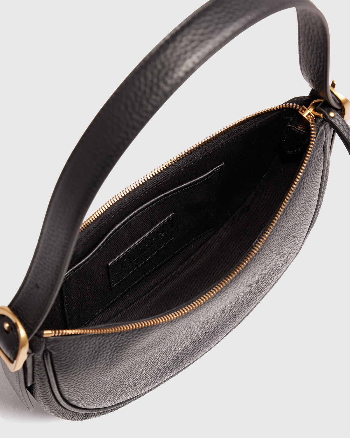 Italian Leather Mini Crescent Shoulder Bag - One Size / Espresso Brown