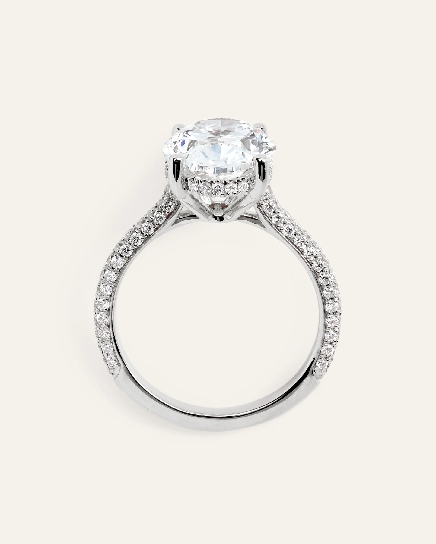 Lab Grown Diamond Oval Pave Cathedral Engagement Ring - 5ct - 4 / Yellow Gold