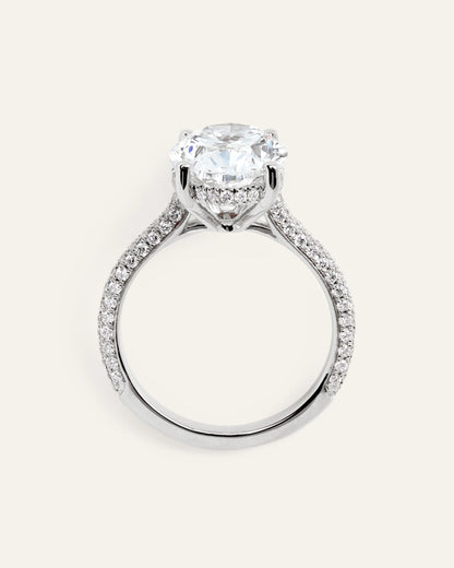 Lab Grown Diamond Oval Pave Cathedral Engagement Ring - 5ct - 4 / Yellow Gold