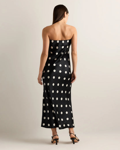 100% Washable Silk Strapless Midi Dress - XS / Hot Fudge