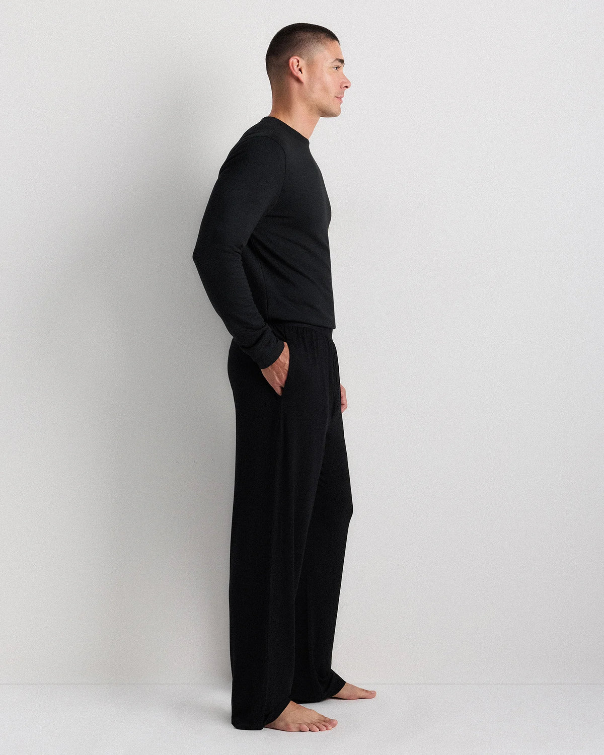 Bamboo Jersey Relaxed Lounge Pants - S / Black