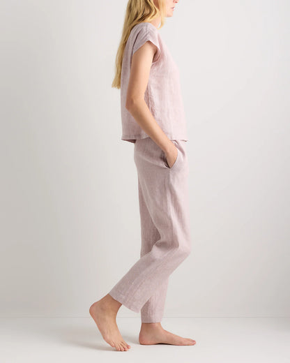 100% European Linen Pajama Set - XS / French Blue
