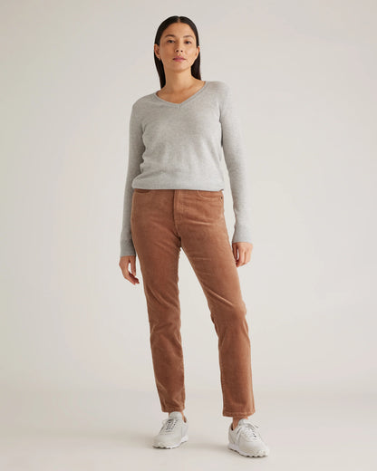 Organic Stretch Corduroy Straight Leg Pants - 0 / Espresso