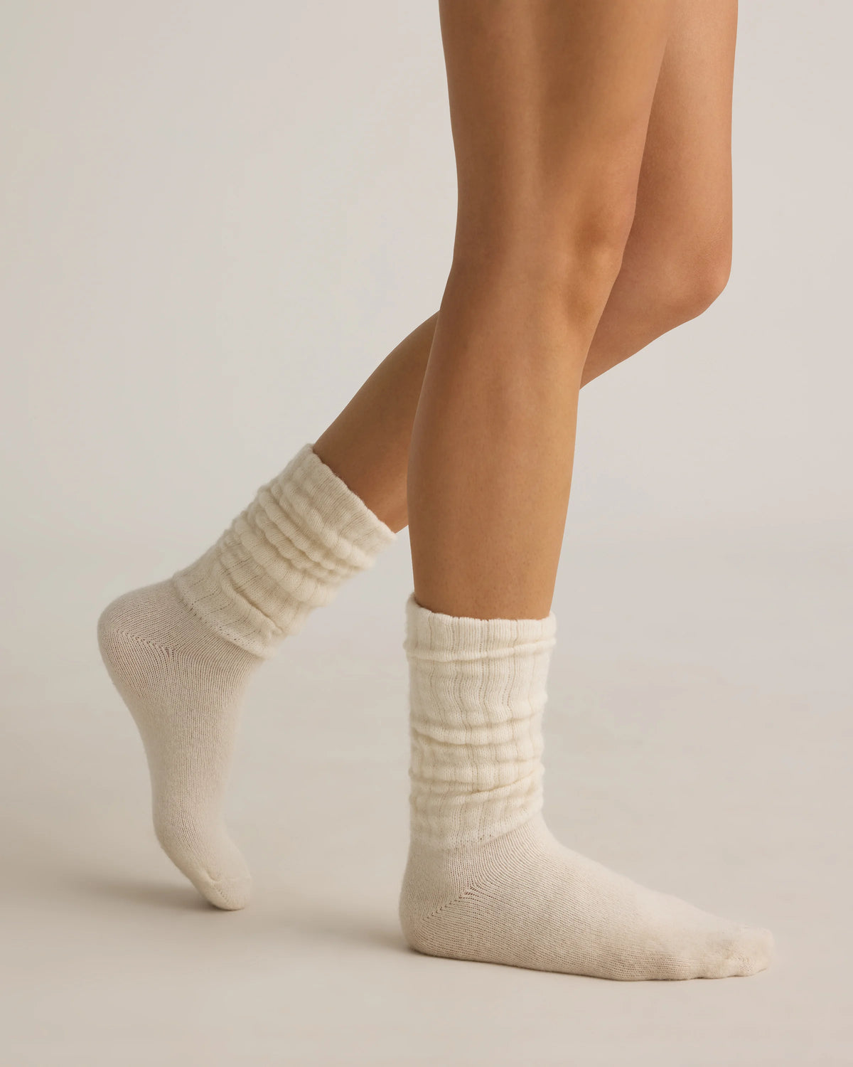 Mongolian Cashmere Slouch Sock - XS/S / Ivory