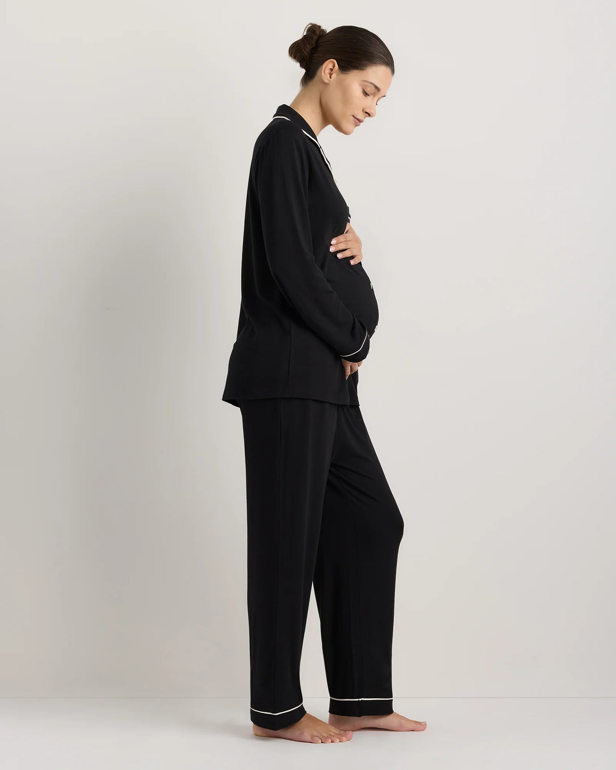 Bamboo Jersey Maternity Long Sleeve Pajama Set - XS / Nocturnal Green