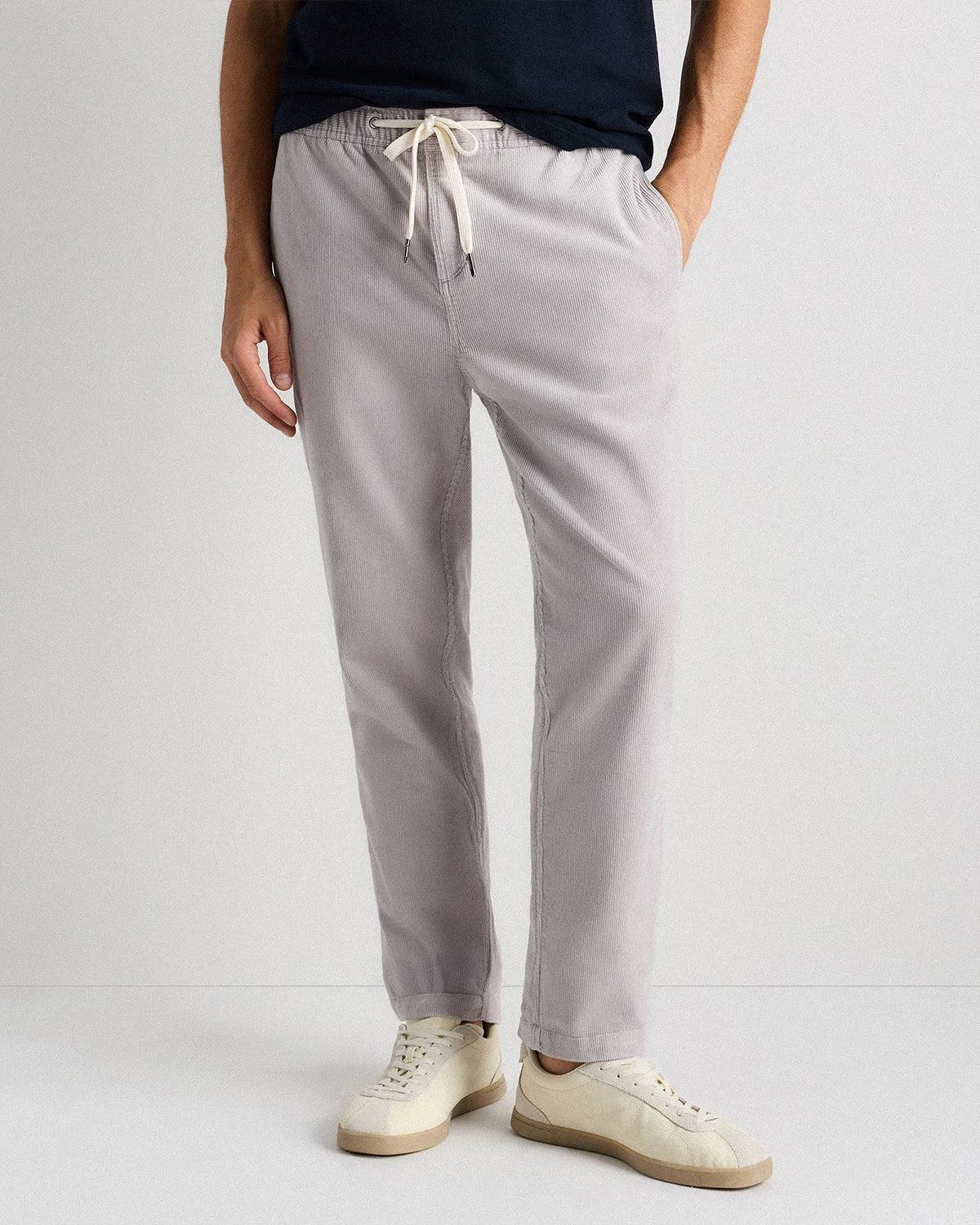 Organic Stretch Corduroy Drawstring Trousers - S / Storm Blue