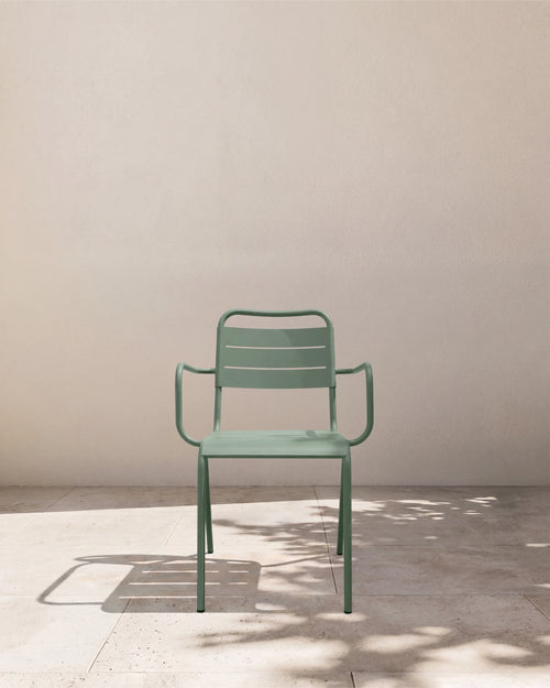 Powder-Coated Aluminum Outdoor Stacking Armchair (Set of 2) - Set of 2 / Sage Green