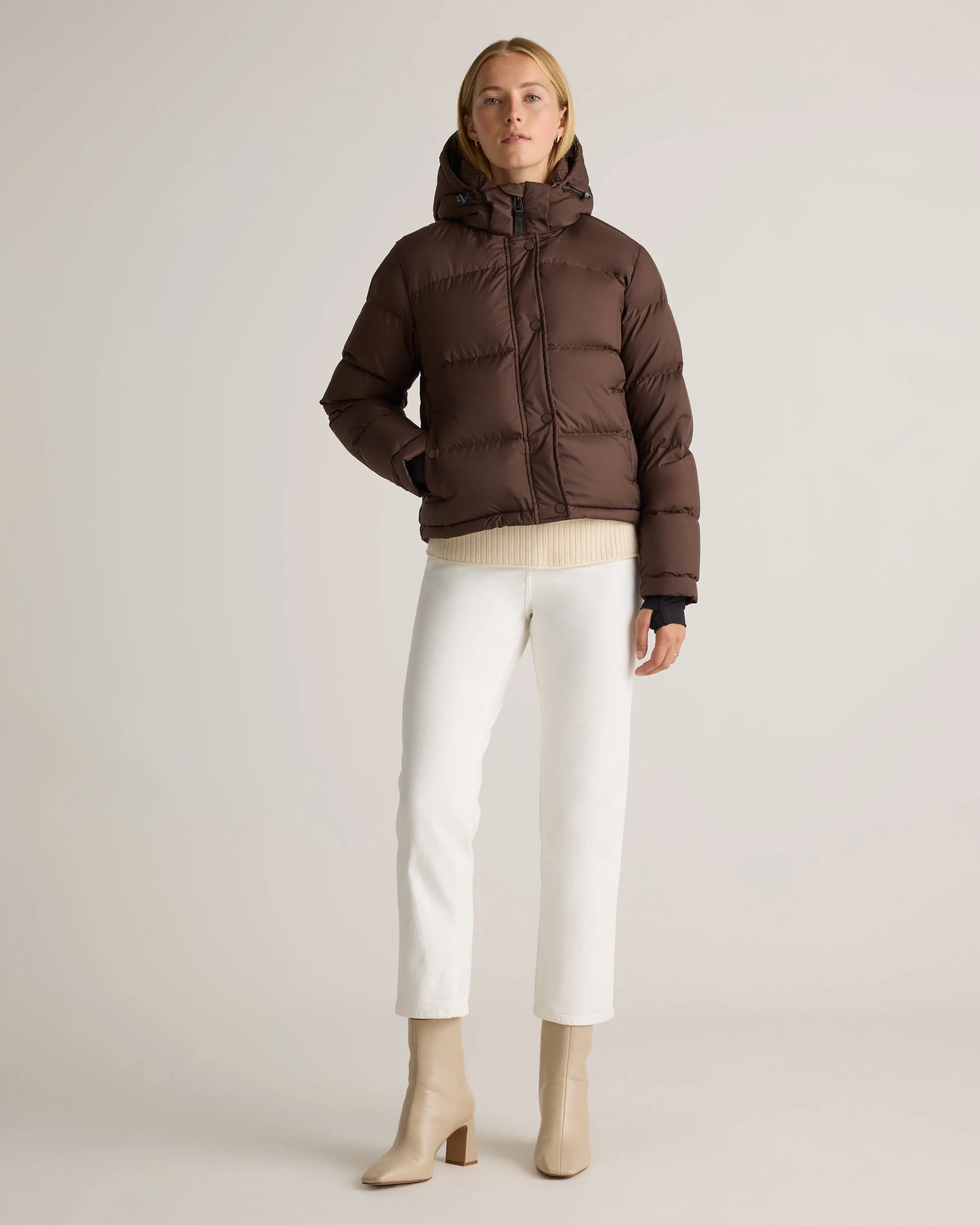 Responsible Down Cropped Puffer Jacket - XS / Shiny Black