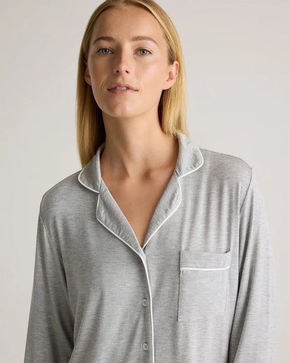 Bamboo Jersey Long Sleeve Pajama Set - XS / True Black