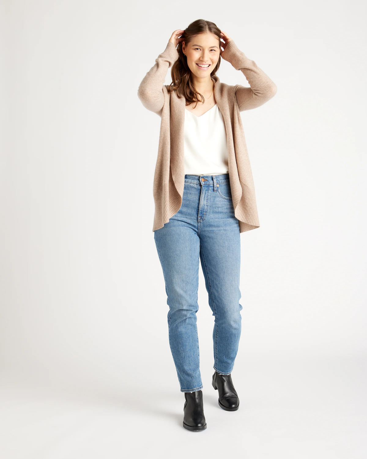 Mongolian Spring Cashmere Open Cardigan Sweater - XS / Oatmeal