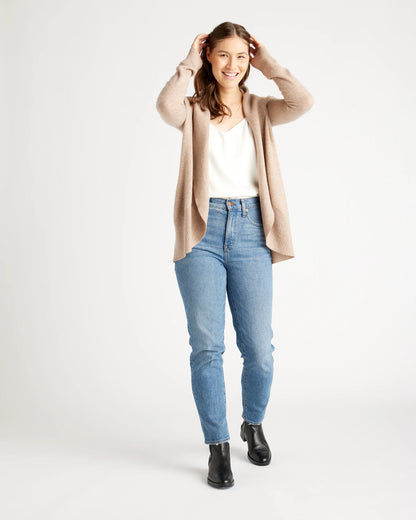 Mongolian Spring Cashmere Open Cardigan Sweater - XS / Oatmeal