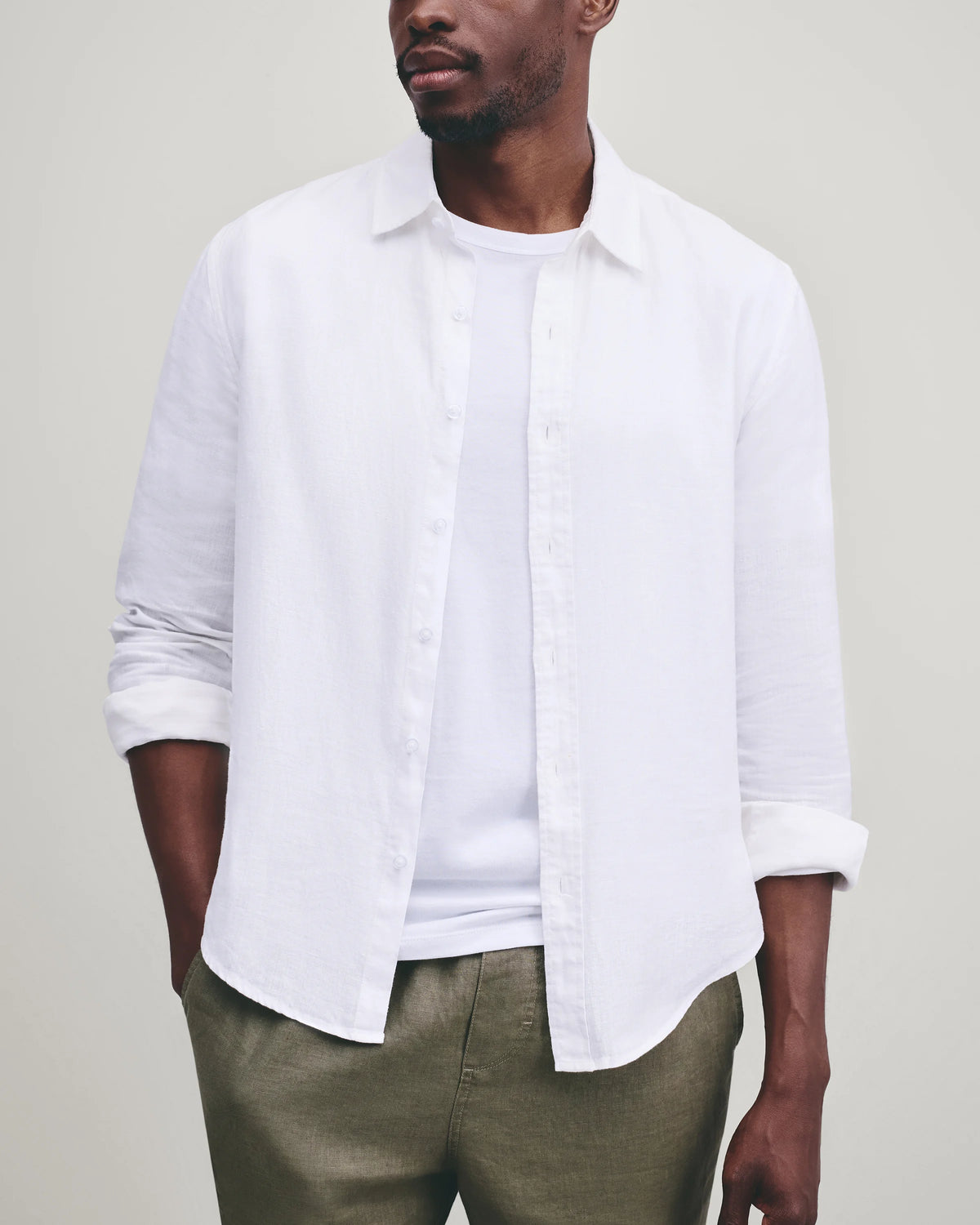 100% European Linen Relaxed Long Sleeve Shirt - XS / Flax
