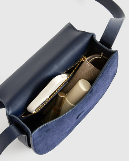 Italian Suede Saddle Bag - One Size / Pebble
