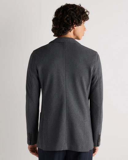 Cotton Pique Knit Blazer - XS / Heather Charcoal