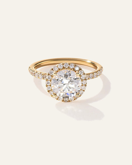 Lab Grown Diamond Round Halo Pave Engagement Ring - 2ct - 4 / Yellow Gold