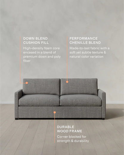 Brennan Sofa in Performance Chenille Linen Blend - 7ft / Snow