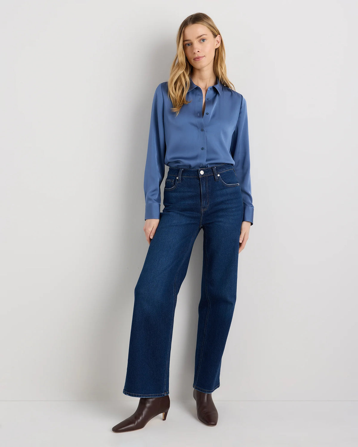Washable Stretch Silk Blouse - XS / Moonstone Blue