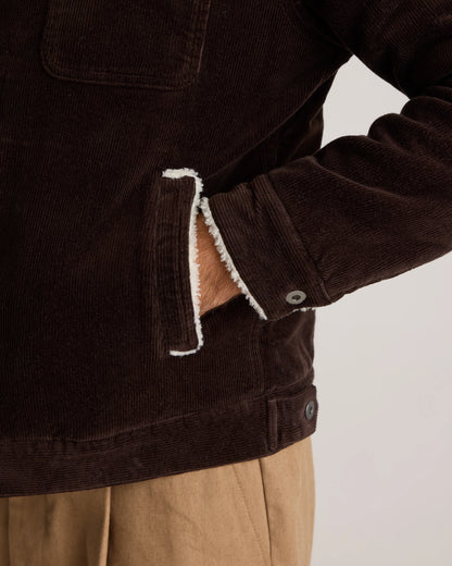 Organic Stretch Corduroy Sherpa-Lined Trucker Jacket - S / Espresso