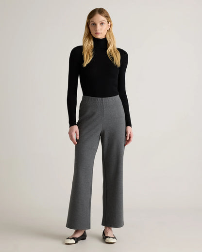 Organic Cotton Double Knit Wide Leg Pants - XS / Bold Black