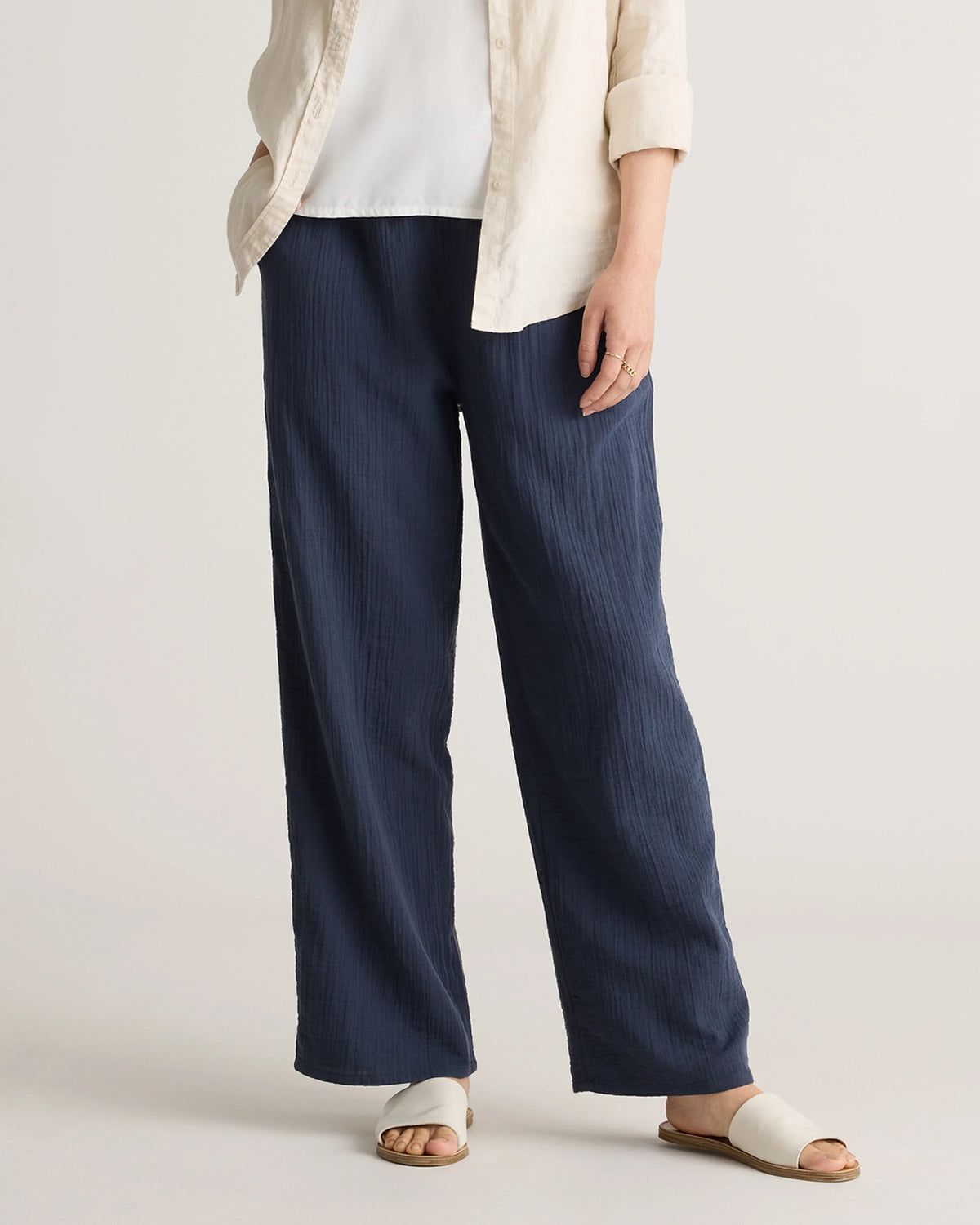 100% Organic Cotton Gauze Straight Leg Pants - XS / Spiced Orange