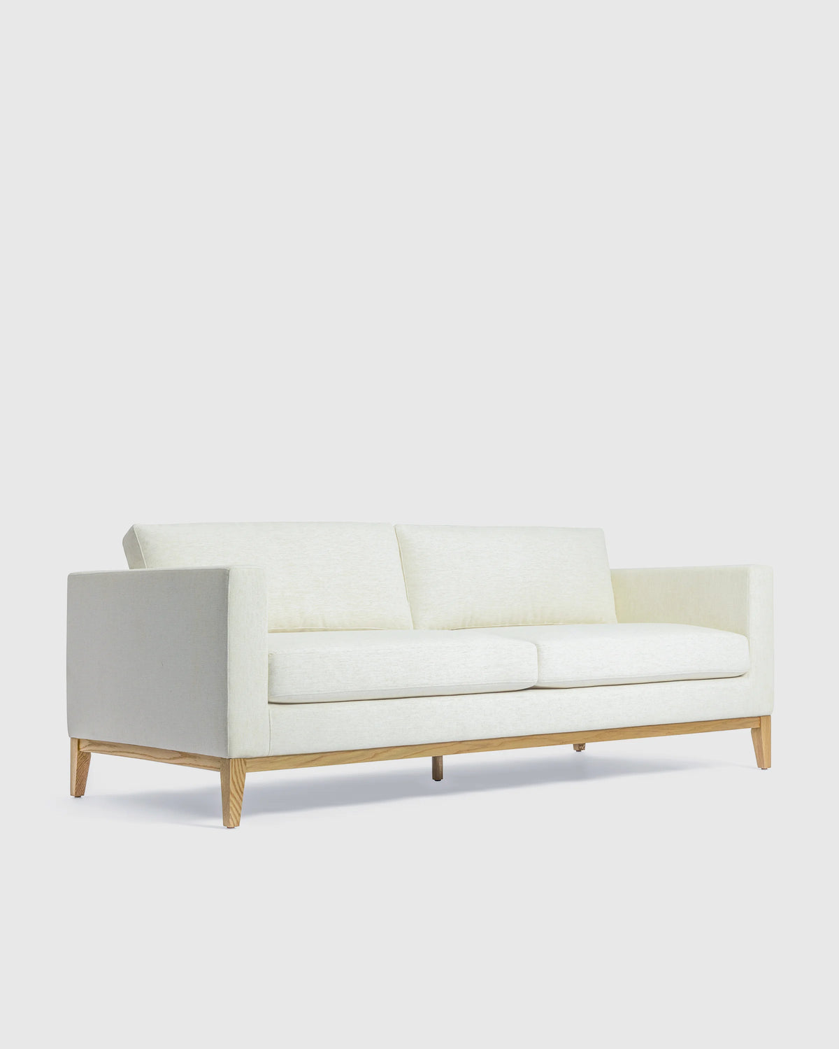 Performance Chenille Linen Blend Sofa with Solid Oak Base - 7ft / Snow