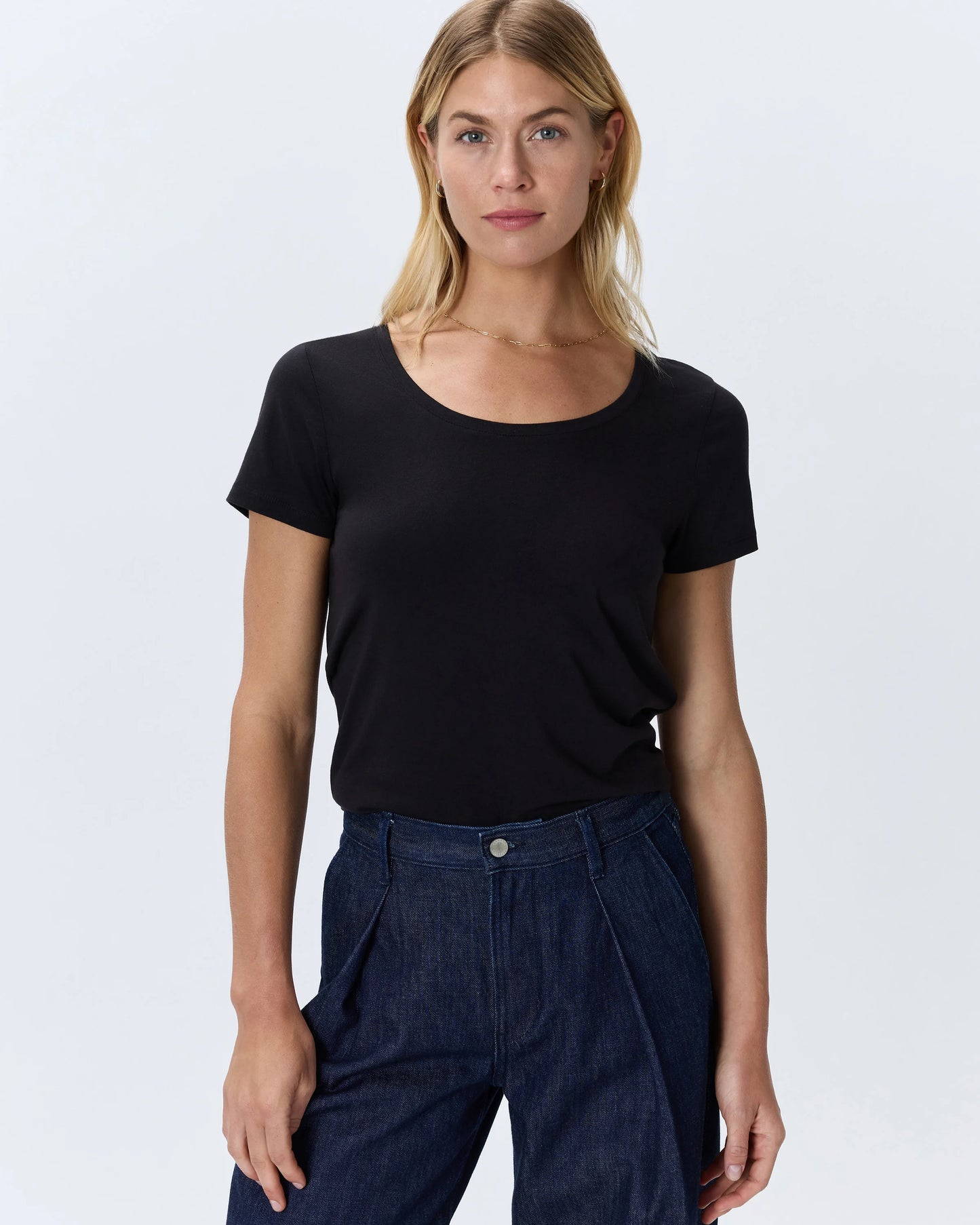 Cotton Modal Scoop Neck Tee - XS / Navy