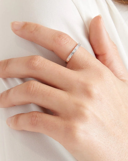 14K Gold Baguette Diamond Band - 4 / White Gold