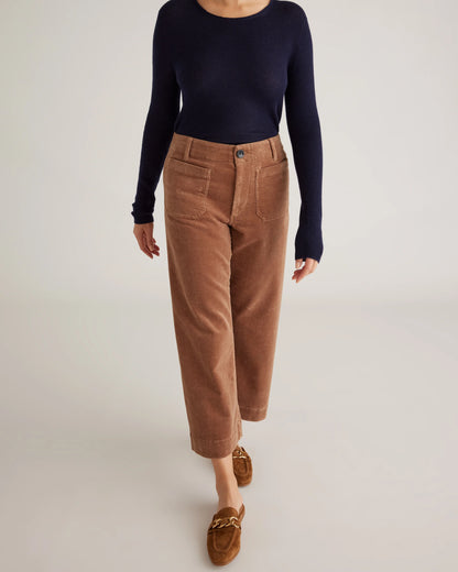 Organic Stretch Corduroy Cropped Wide Leg Pants - 0 / Black