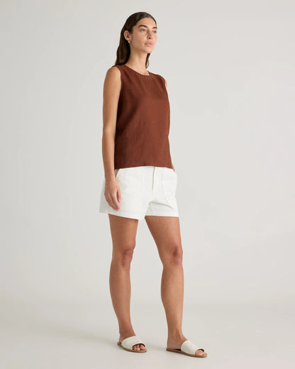 Organic Stretch Cotton Twill Utility Shorts - 0 / Ivory