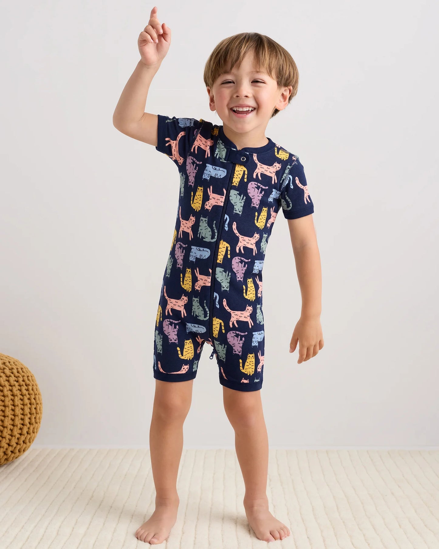 100% Organic Cotton Shortie Onesie Pajama - 2T / Navy Stripe