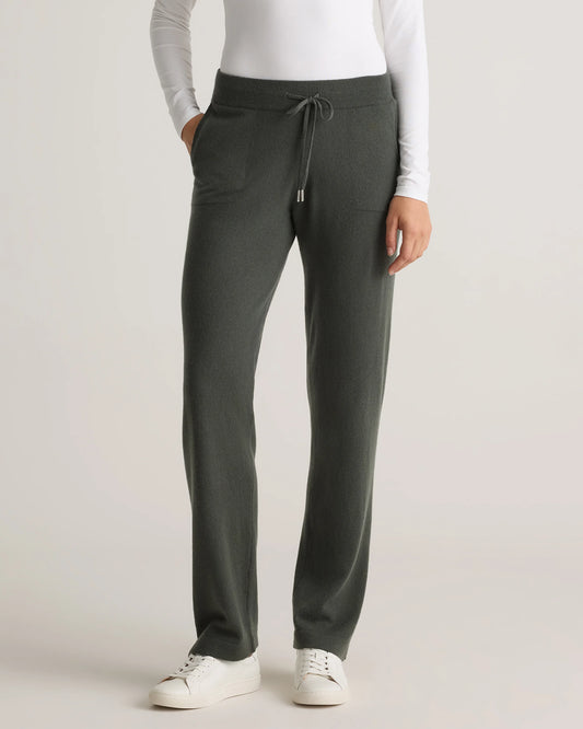 Mongolian Cashmere Straight Leg Pants - XS / Moss
