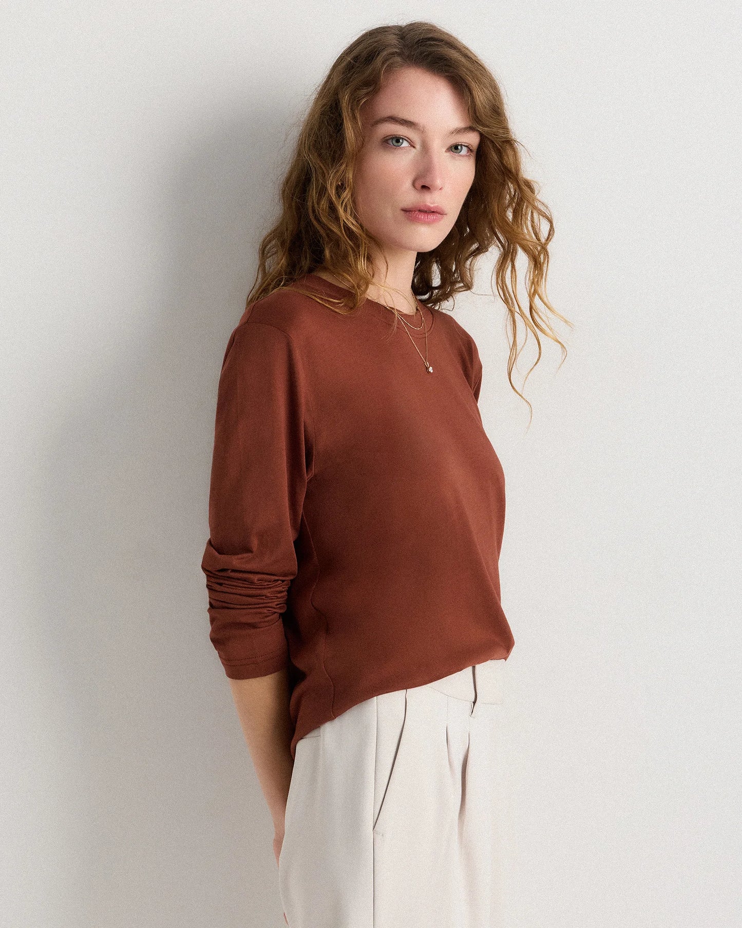 Cotton Modal Relaxed Long Sleeve Tee - XS / Black