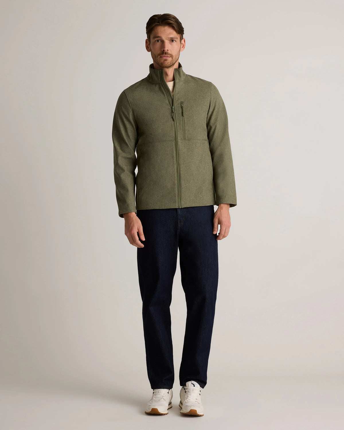 Softshell Fleece-Lined Full-Zip Jacket - S / Heather Shady Charcoal