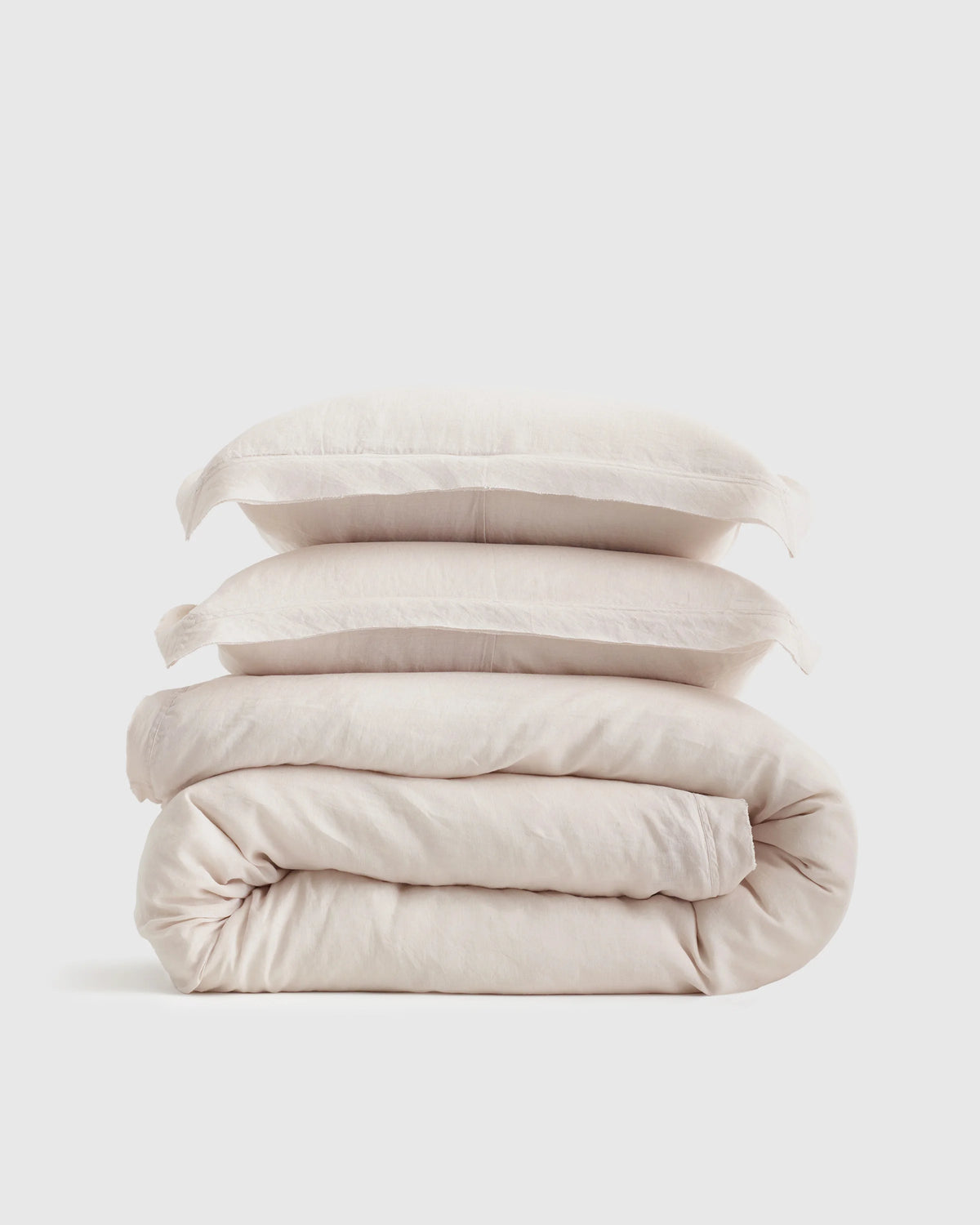 European Linen Double Flange Duvet Cover Set - Twin / Dusty Olive