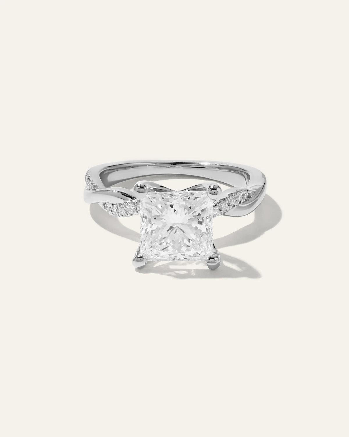 Lab Grown Diamond Princess Twisted Engagement Ring - 3ct - 4 / Yellow Gold