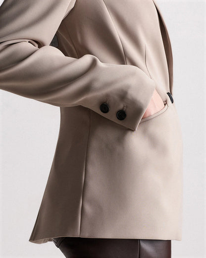 Stretch Crepe Cinched Waist Blazer - XS / Sand
