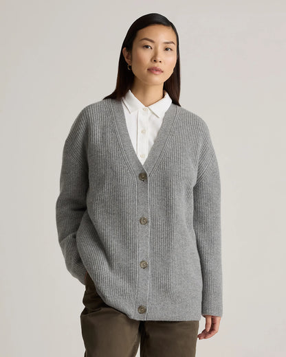Mongolian Cashmere Oversized Boyfriend Cardigan Sweater - XS / Brown