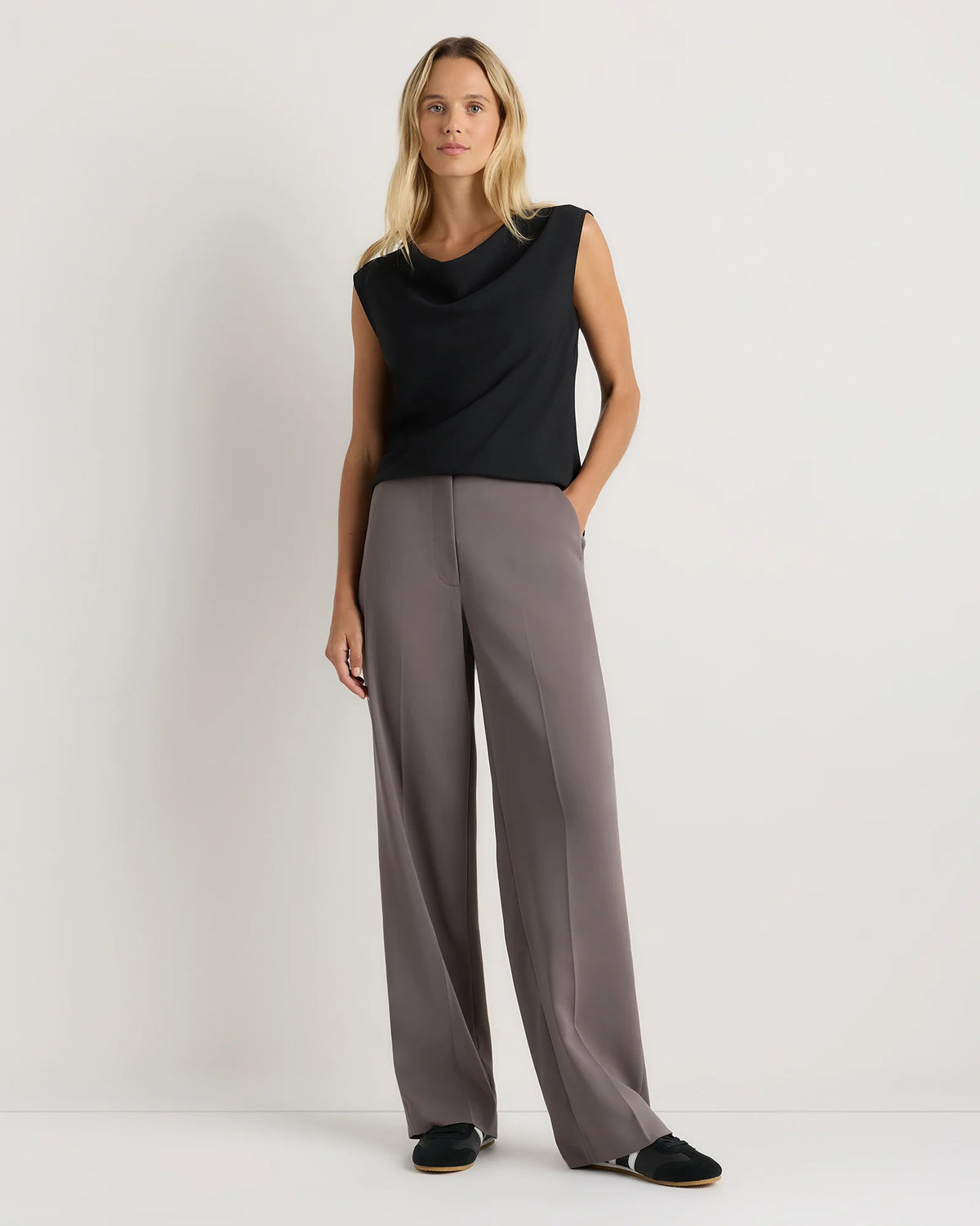 Draped Matte Cowl Neck Tank - XS / Porcelain Ivory