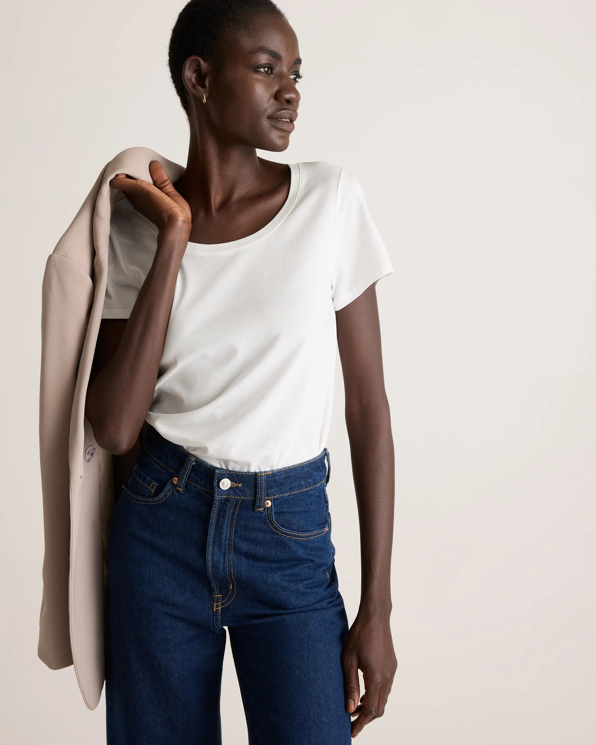 Cotton Modal Scoop Neck Tee - XS / Navy