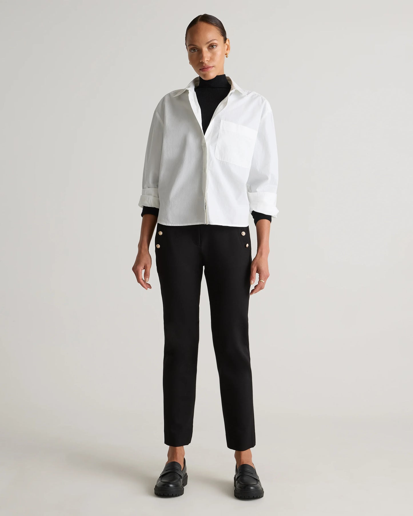 Ultra-Stretch Ponte Straight Leg Mariner Pants - XS / Morel Grey