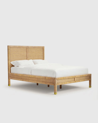 Handwoven Rattan Bed - Queen / Golden Tan
