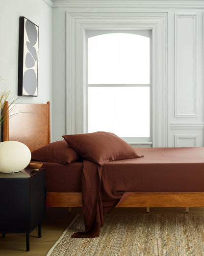 European Linen Sheet Set - Twin / Peach