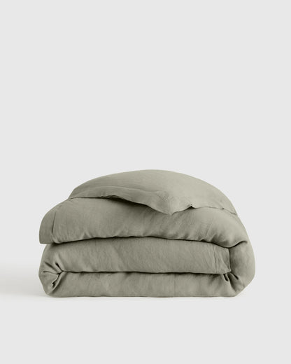European Linen Double Flange Duvet Cover - Twin / Pine