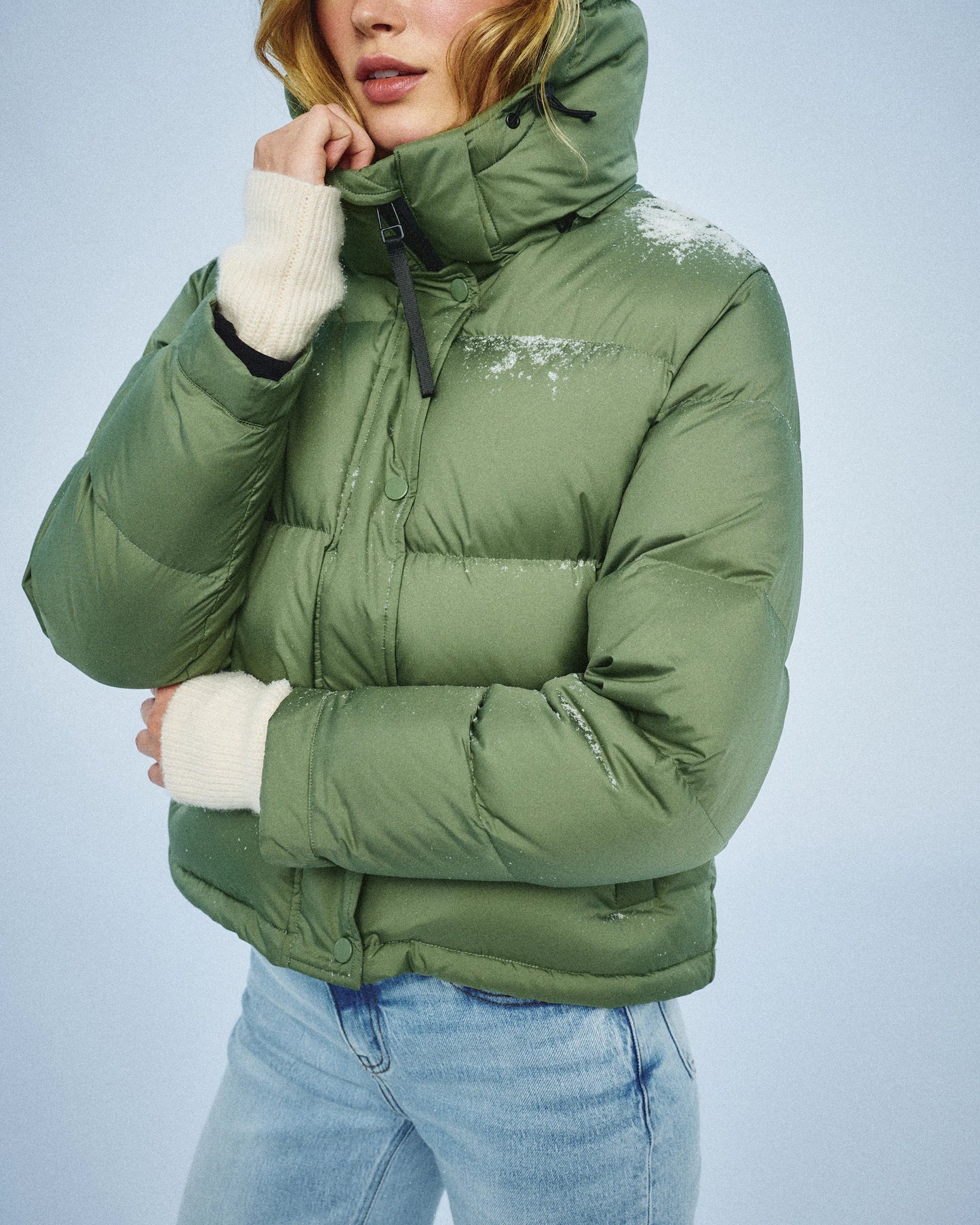 Responsible Down Cropped Puffer Jacket - XS / Shiny Black