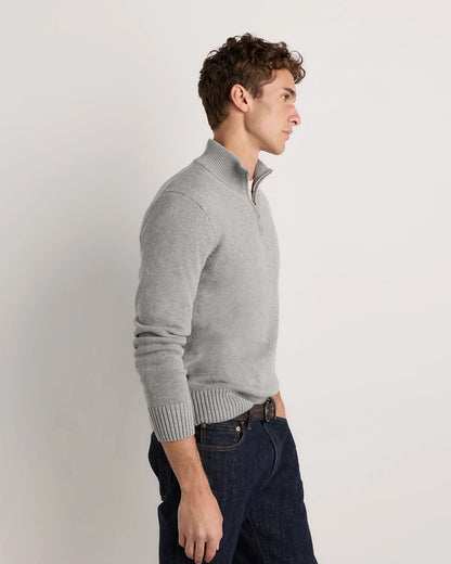100% Organic Cotton Quarter-Zip Sweater - S / Moonstone Blue