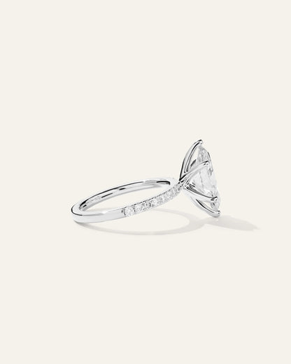 Lab Grown Diamond Marquise Petite Pave Engagement Ring - 2.5ct - 4 / Yellow Gold