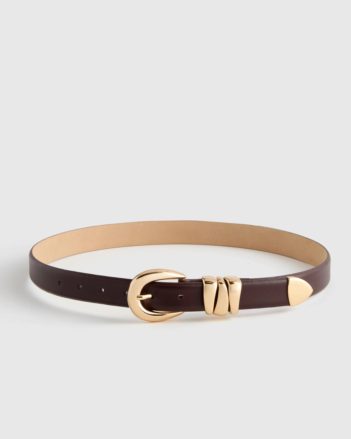 Elissa Triple Keeper European Leather Belt - XS / Black/Gold