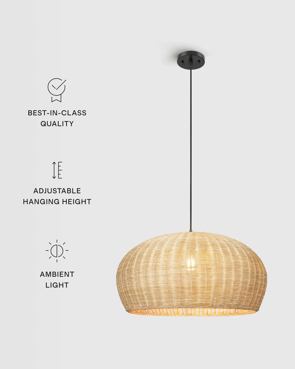 Natural Rattan Dome Pendant Light - One Size / Natural