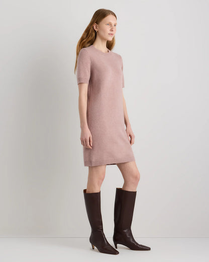 Mongolian Cashmere Short Sleeve Mini Dress - XS / Faded Denim
