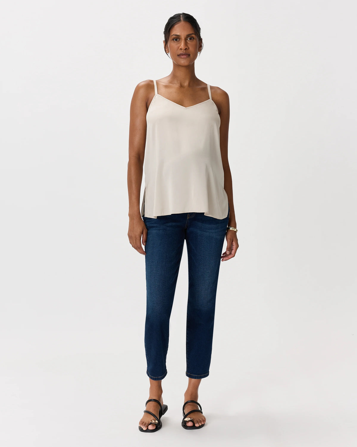 Washable Stretch Silk V-Neck Maternity Cami - XS / Moonstone Blue